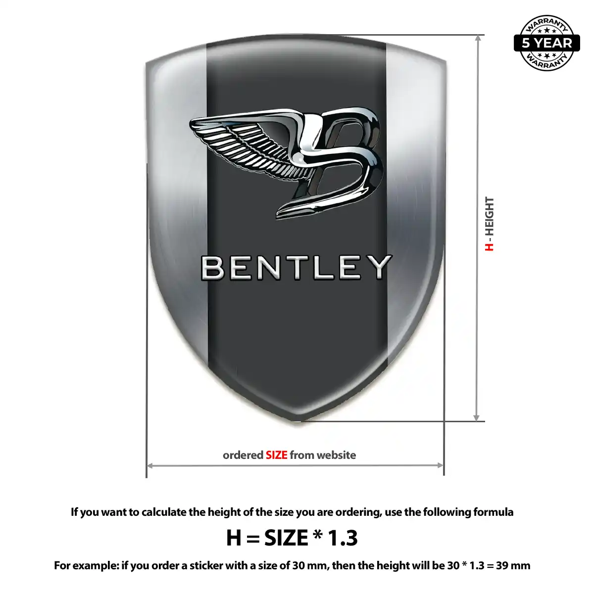 Bentley 3D Emblem Sticker Resin Luxe