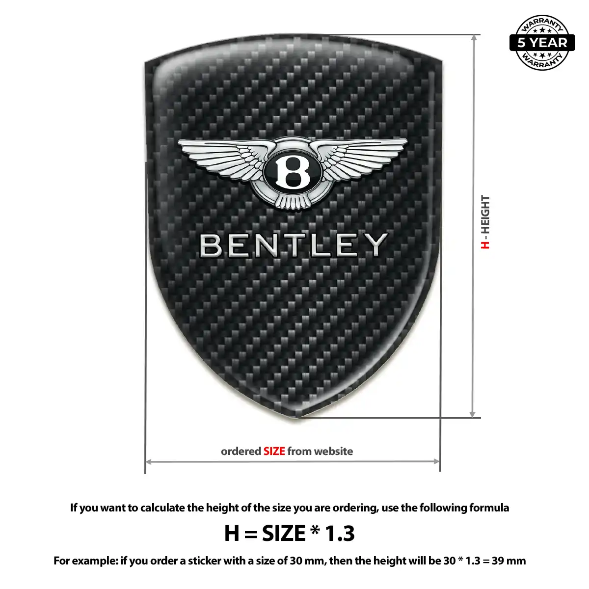 Bentley 3D Emblem Sticker Superior Craft
