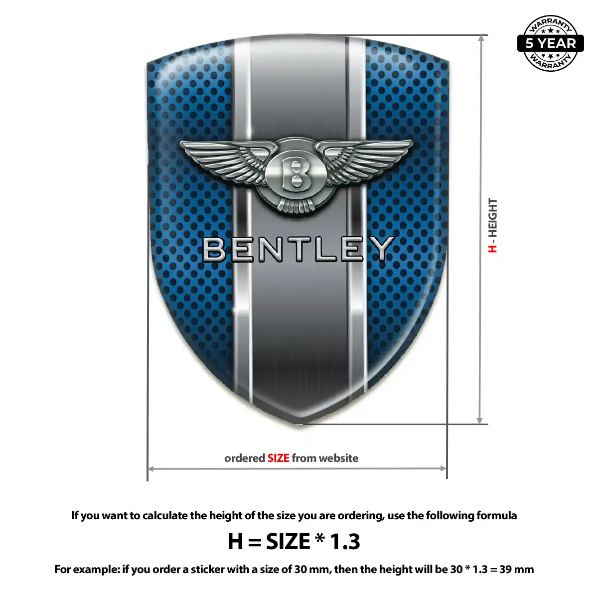 Bentley 3D Logo Sticker Cabin Style