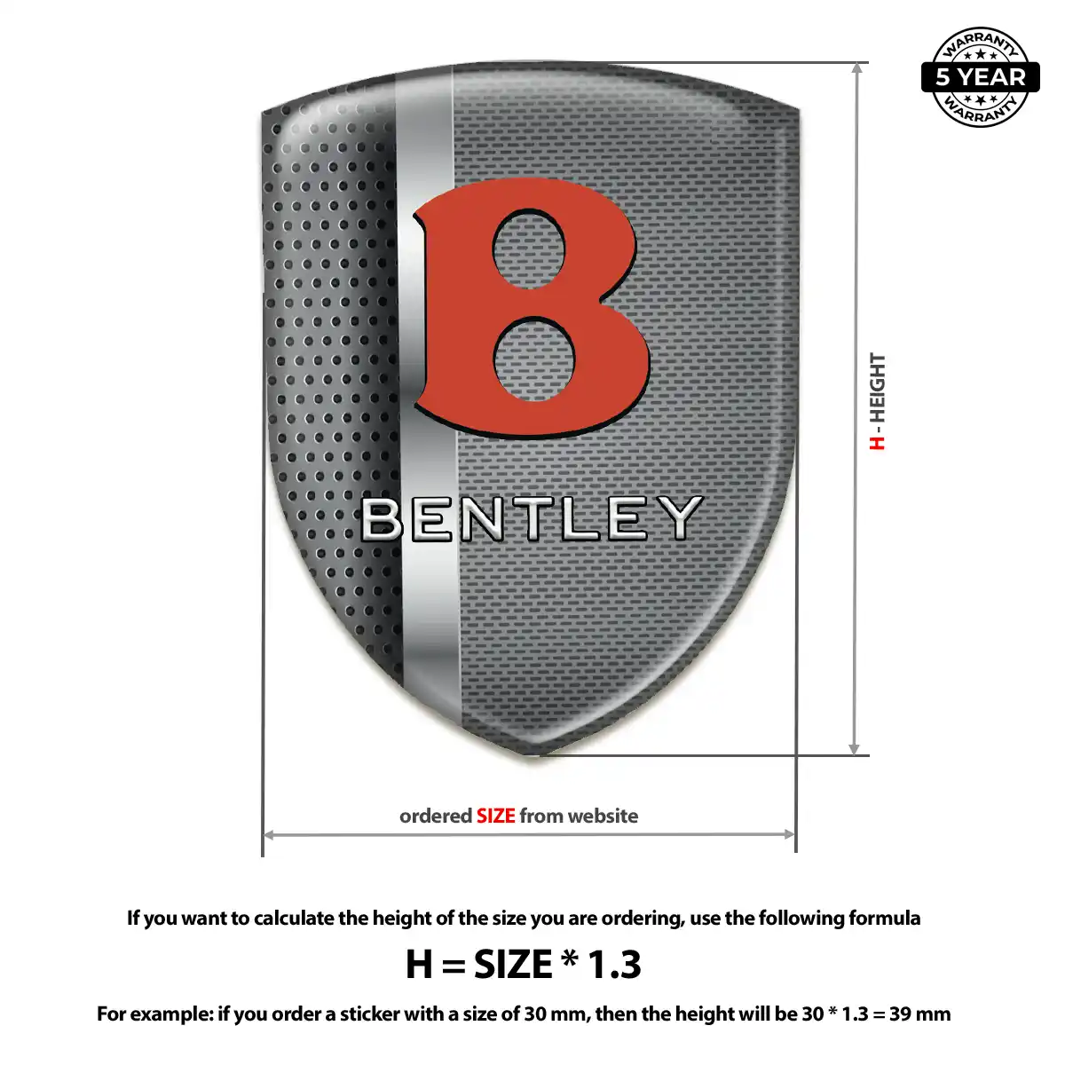 Bentley 3D Logo Sticker Interior Luxe
