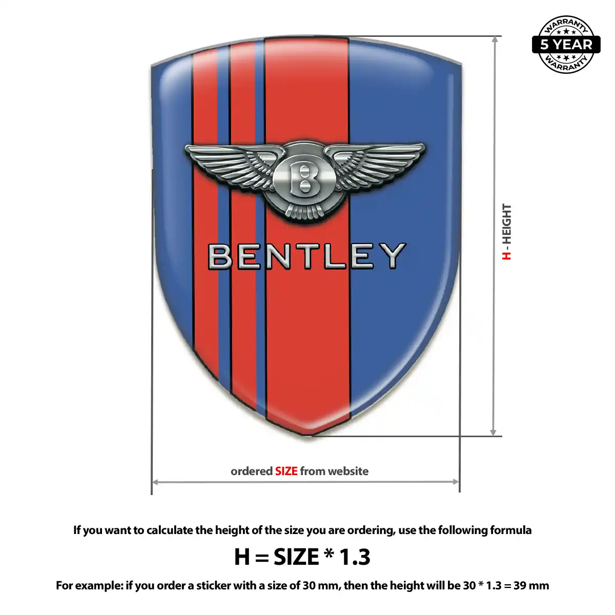 Bentley 3D Logo Sticker Premium Dome