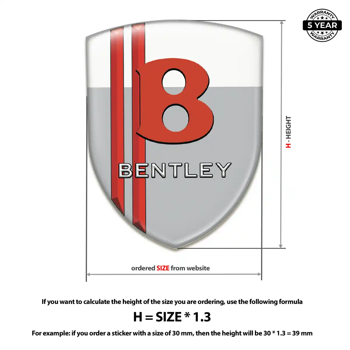Bentley 3D Logo Sticker Resin Luxe