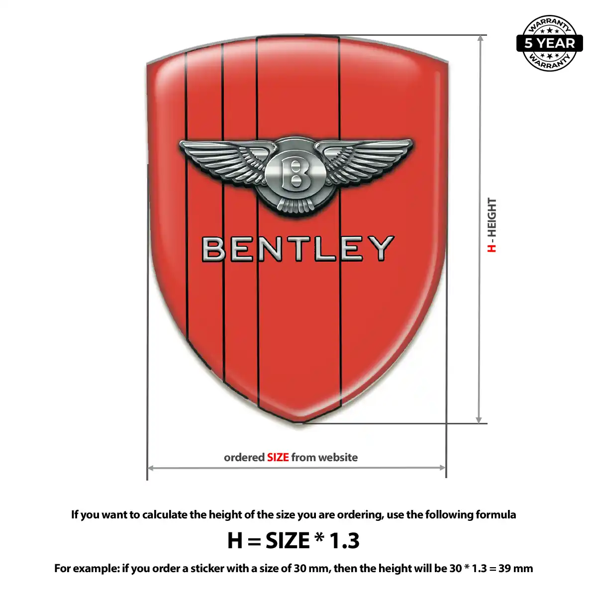 Bentley 3D Resin Sticker Cabin Style