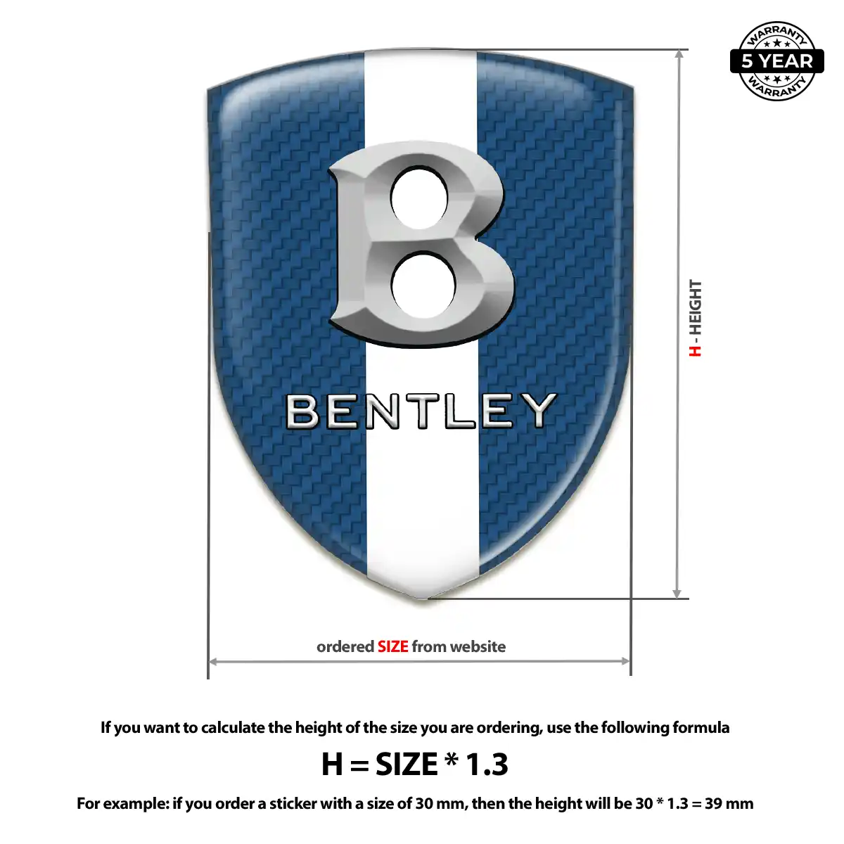 Bentley 3D Resin Sticker Interior Luxe