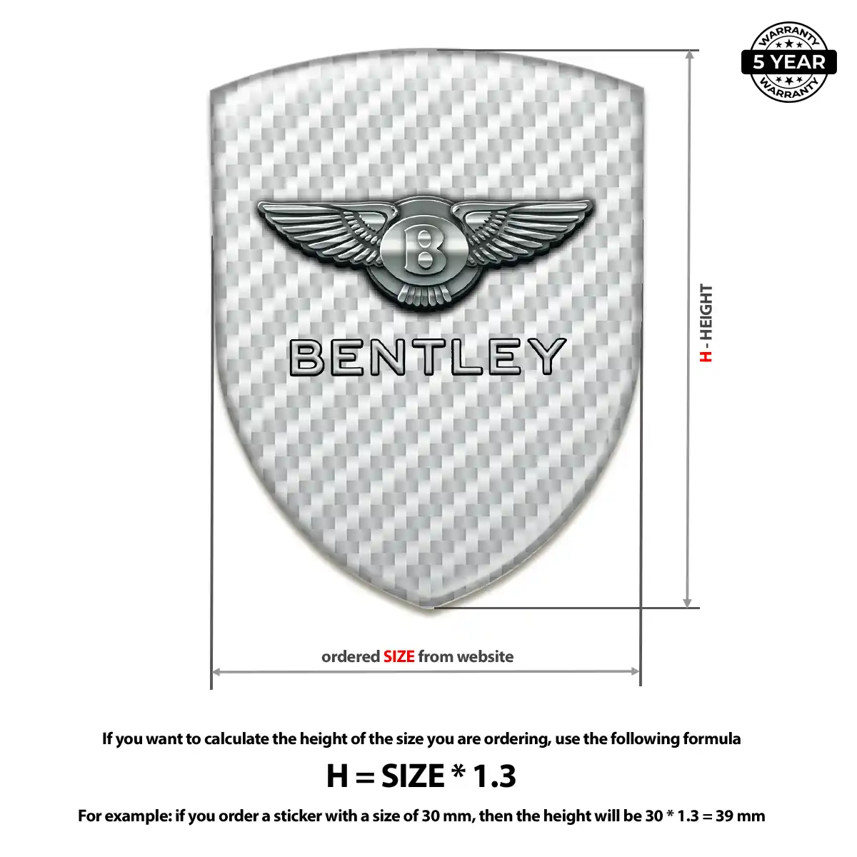 Bentley 3D Resin Sticker Performance Style