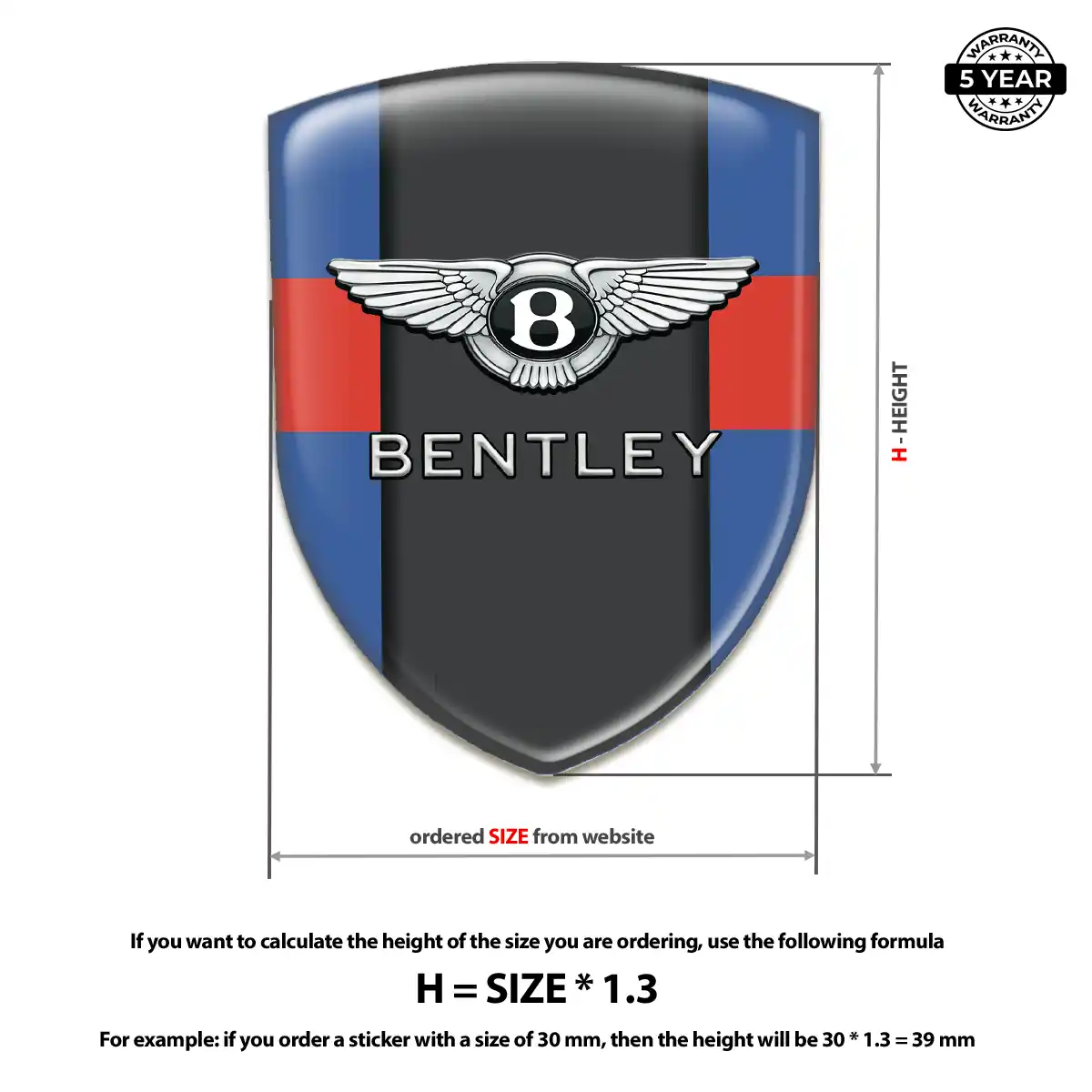 Bentley 3D Resin Sticker Premium Dome