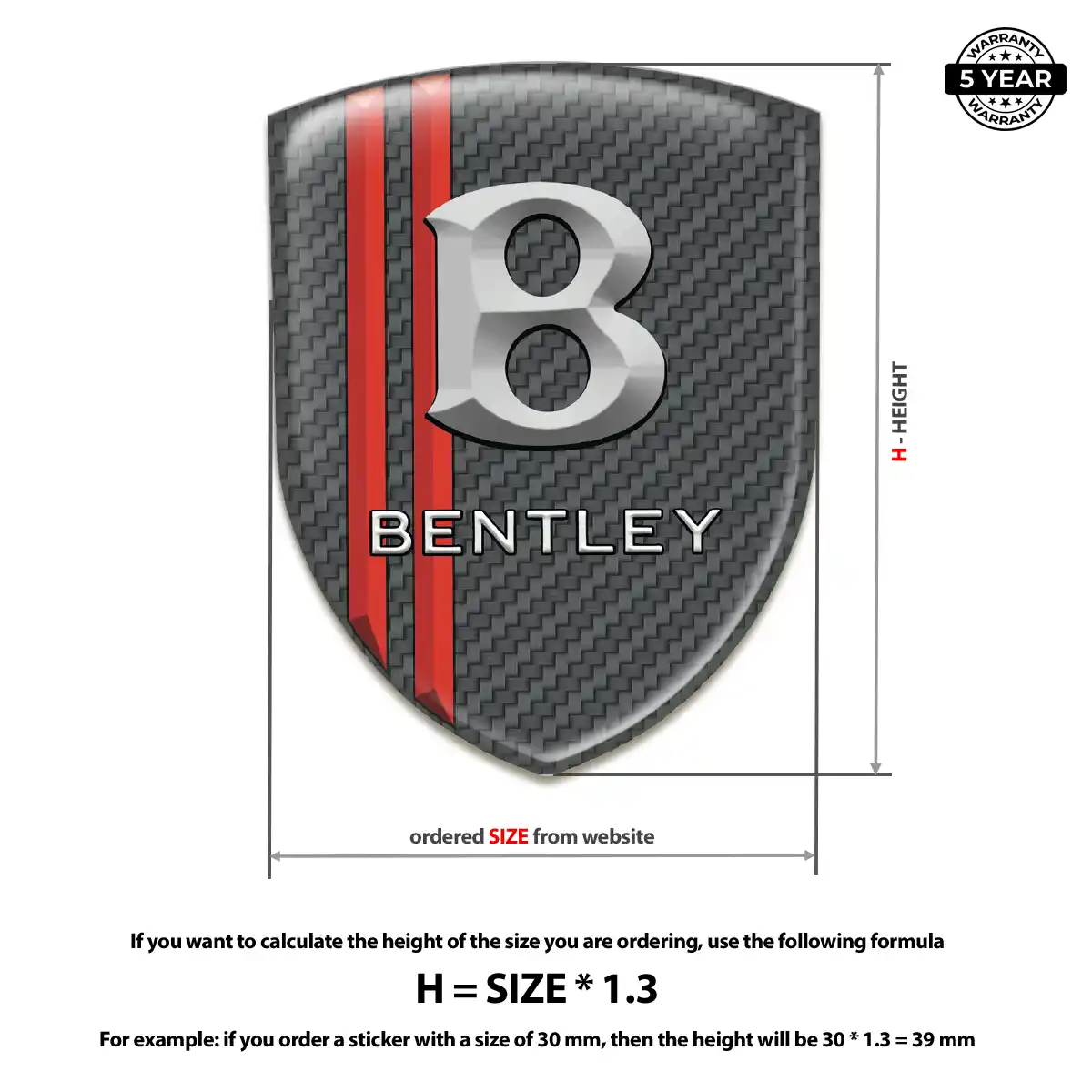Bentley 3D Resin Sticker Resin Luxe
