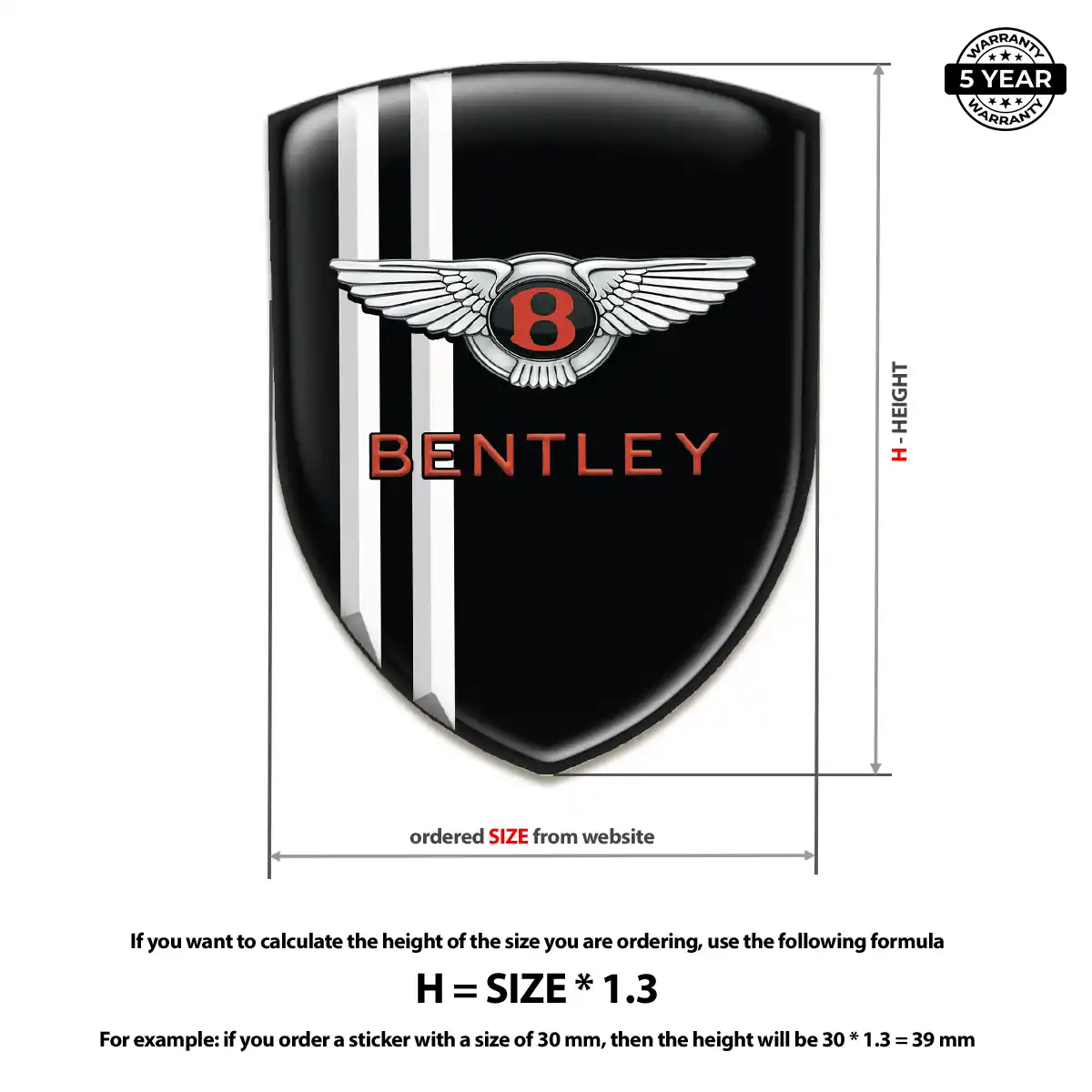 Bentley 3D Resin Sticker Sleek Style