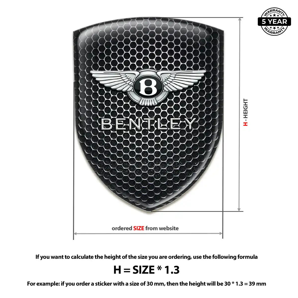 Bentley Automotive Emblem Sticker Premium Dome