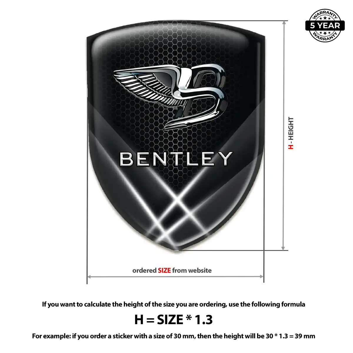 Bentley Automotive Logo Sticker Resin Luxe