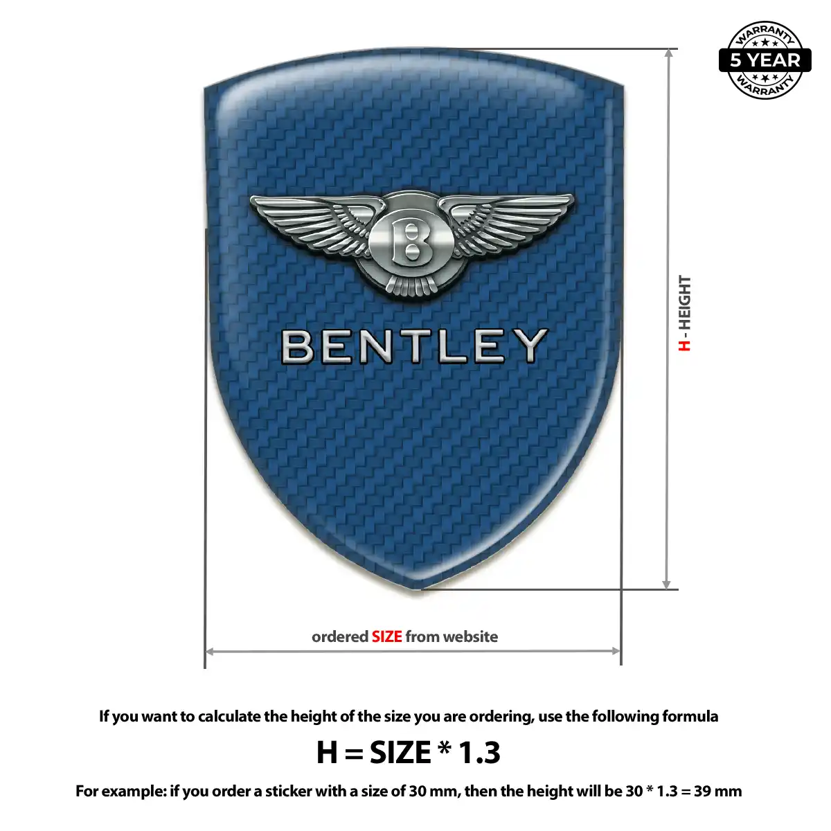Bentley Automotive Resin Decal Outer Style
