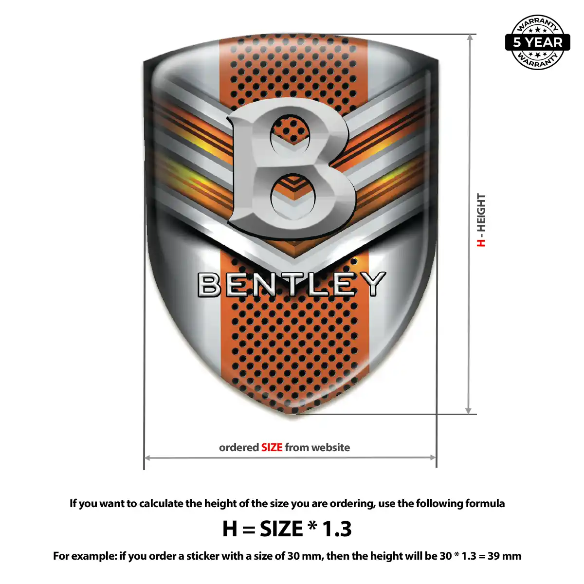 Bentley Automotive Resin Decal Premium Dome
