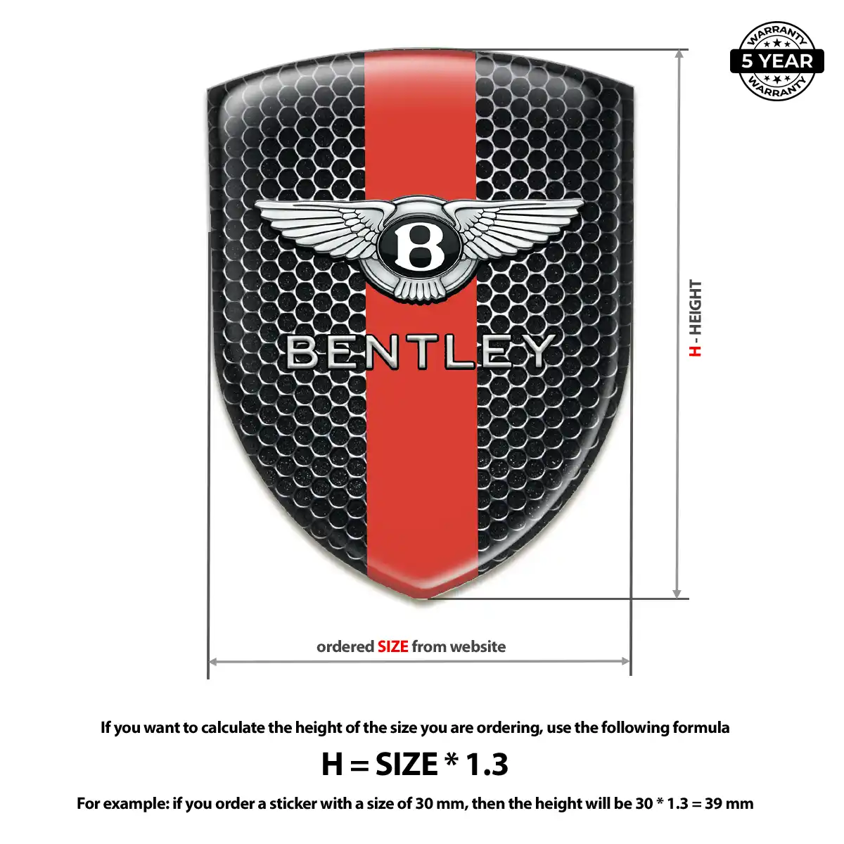 Bentley Car Badge Sticker Resin Elite