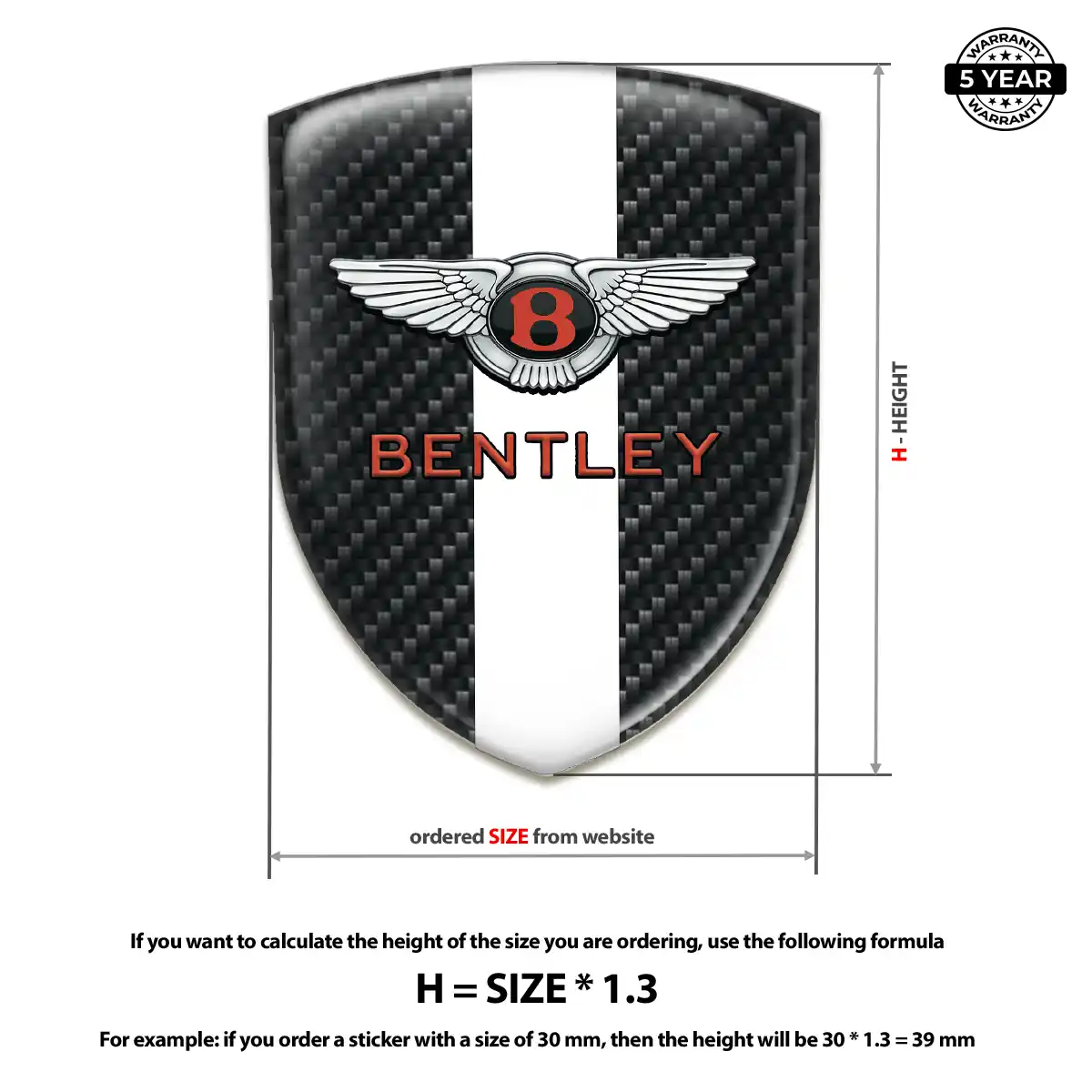 Bentley Car Badge Sticker Resin Luxe