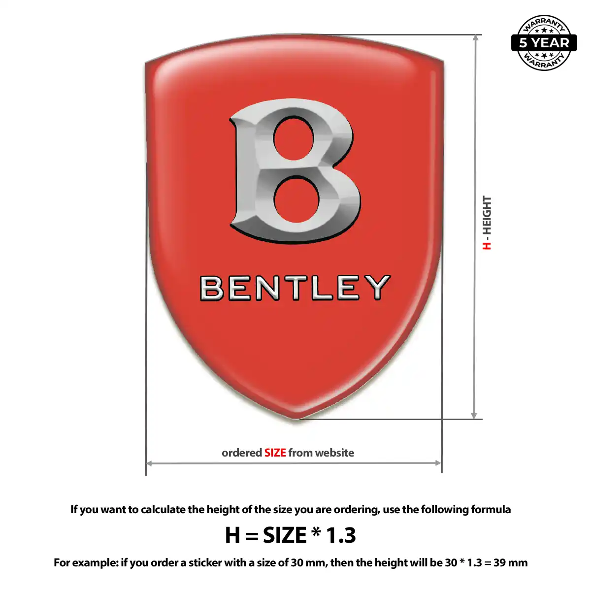 Bentley Car Emblem Sticker Elite Finish