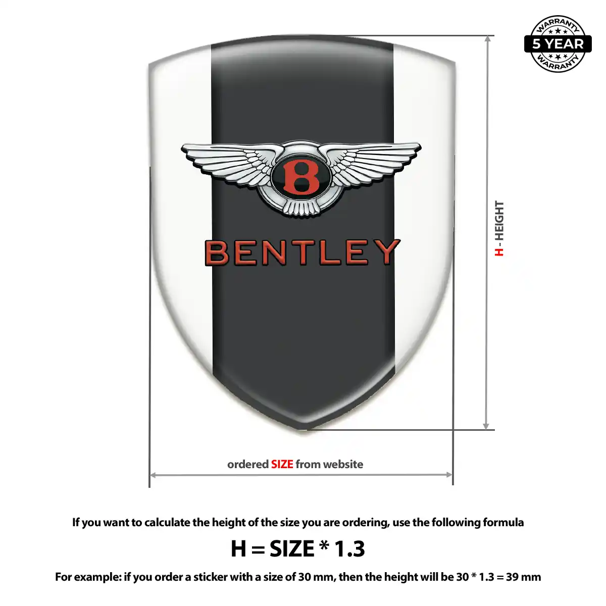 Bentley Domed Car Sticker Resin Luxe