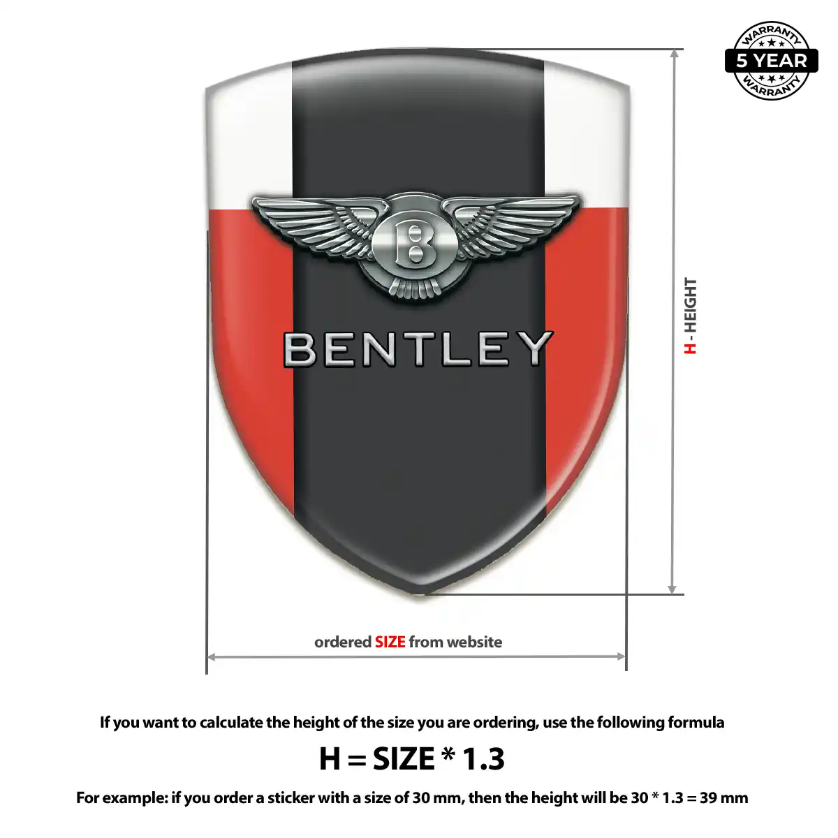 Bentley Domed Logo Decal Cabin Style