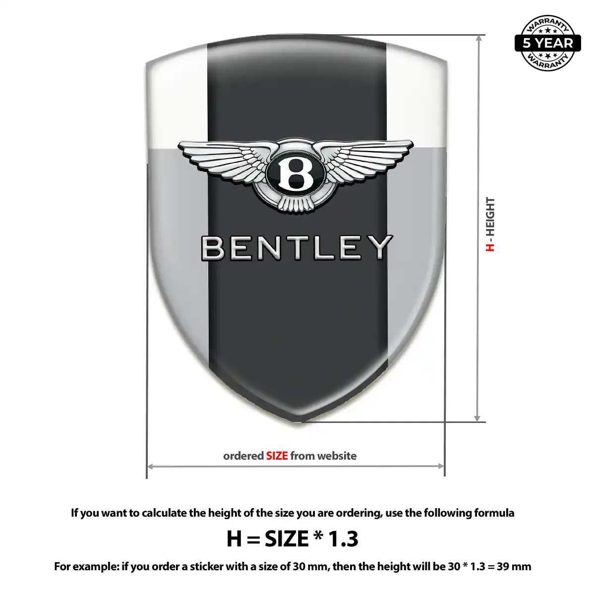 Bentley Domed Logo Decal Elite Finish