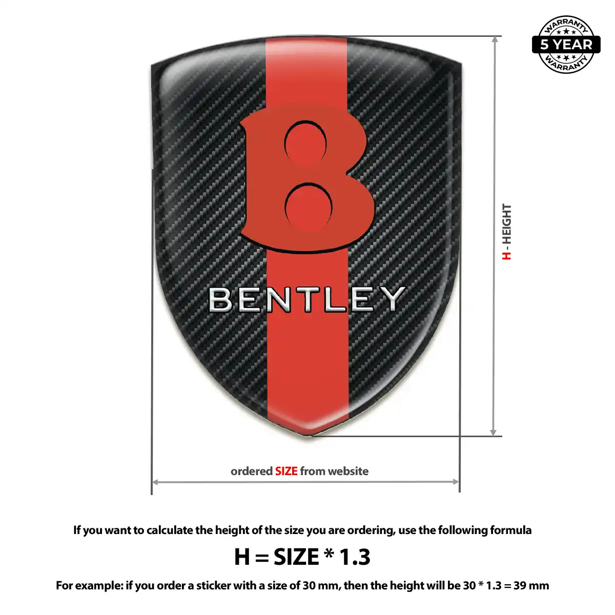Bentley Domed Logo Decal Opulent Line
