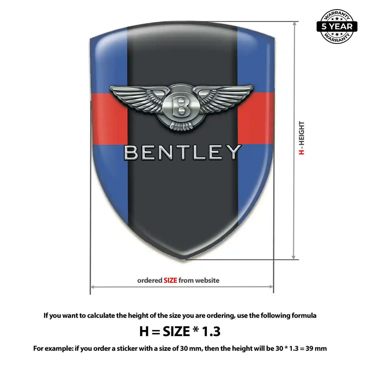 Bentley Domed Logo Decal Outer Style
