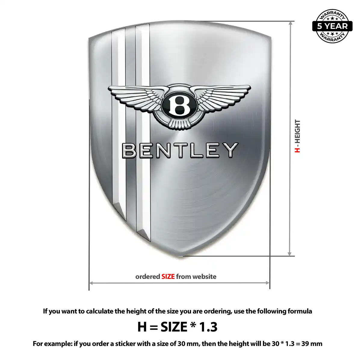 Bentley Domed Logo Decal Premium Dome