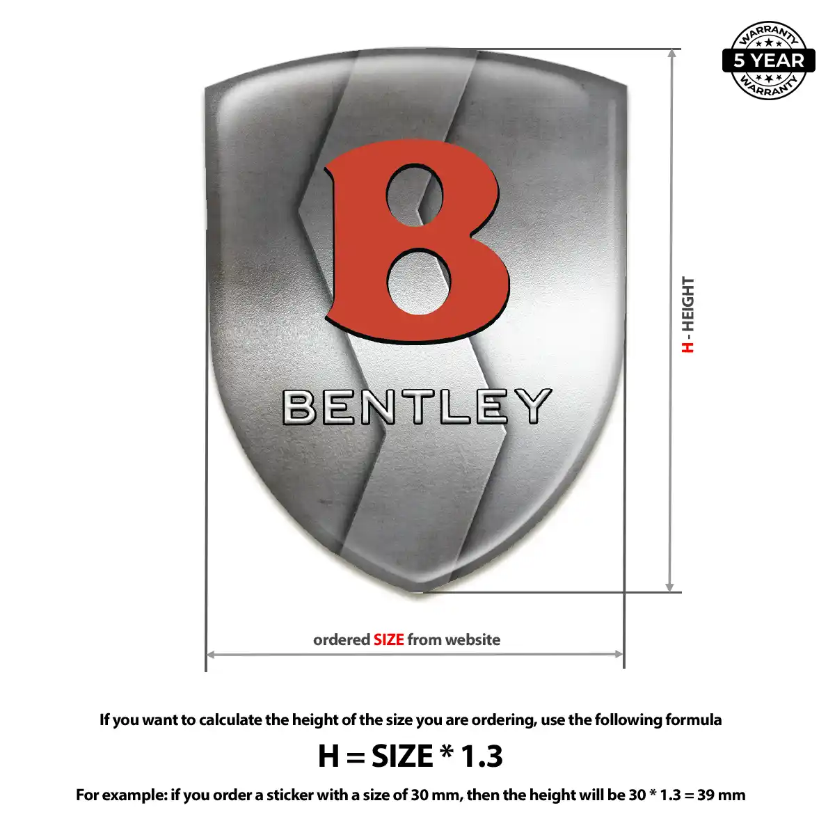 Bentley Domed Logo Decal Prestige Line