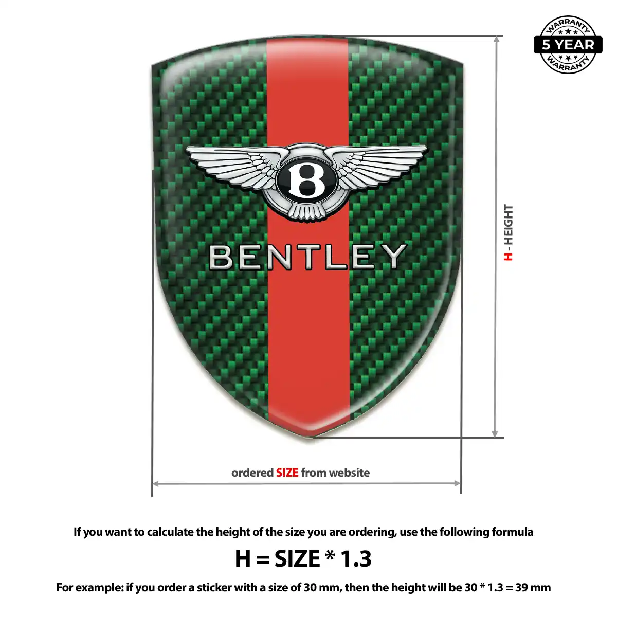 Bentley Domed Logo Decal Prime Quality