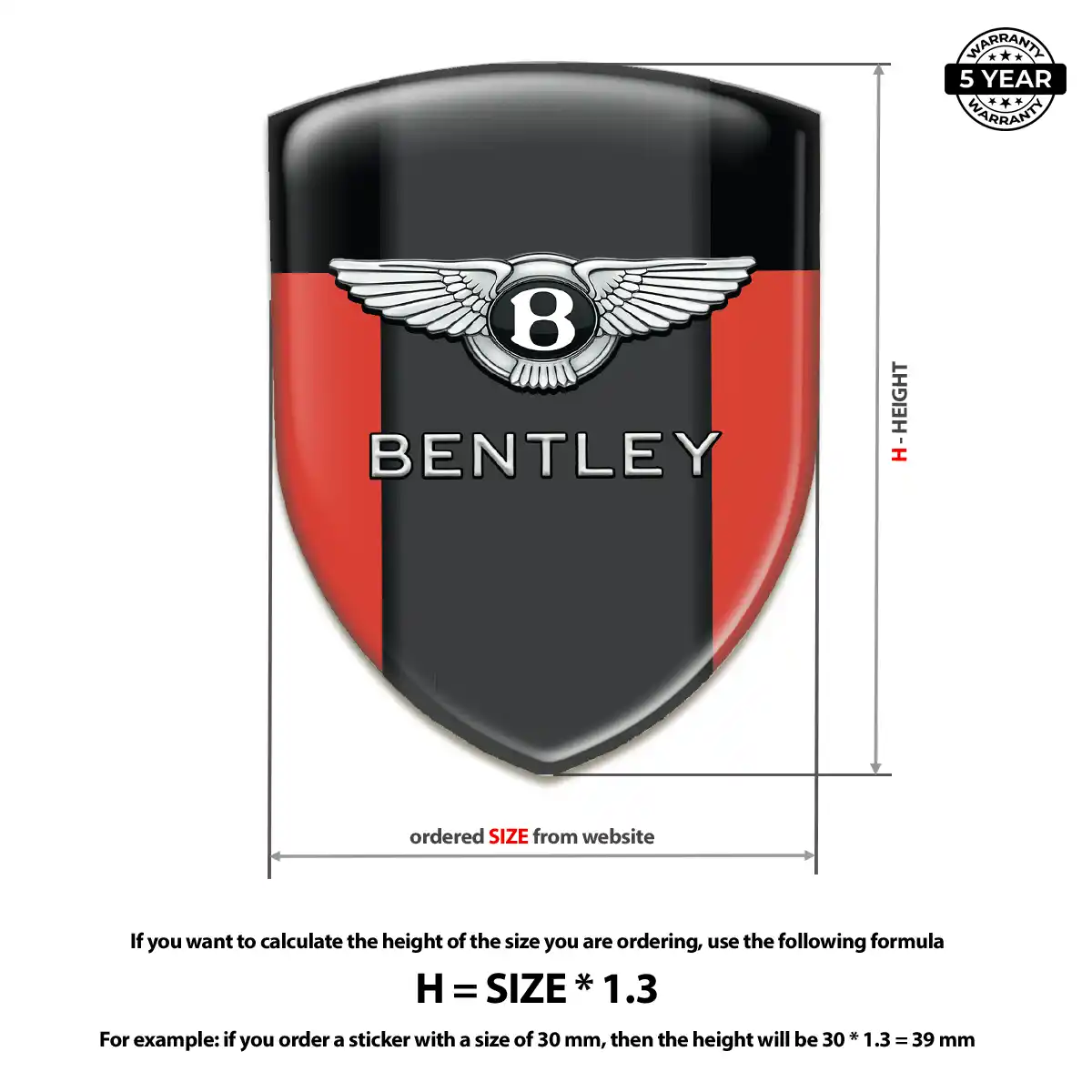 Bentley Domed Logo Decal Resin Elite