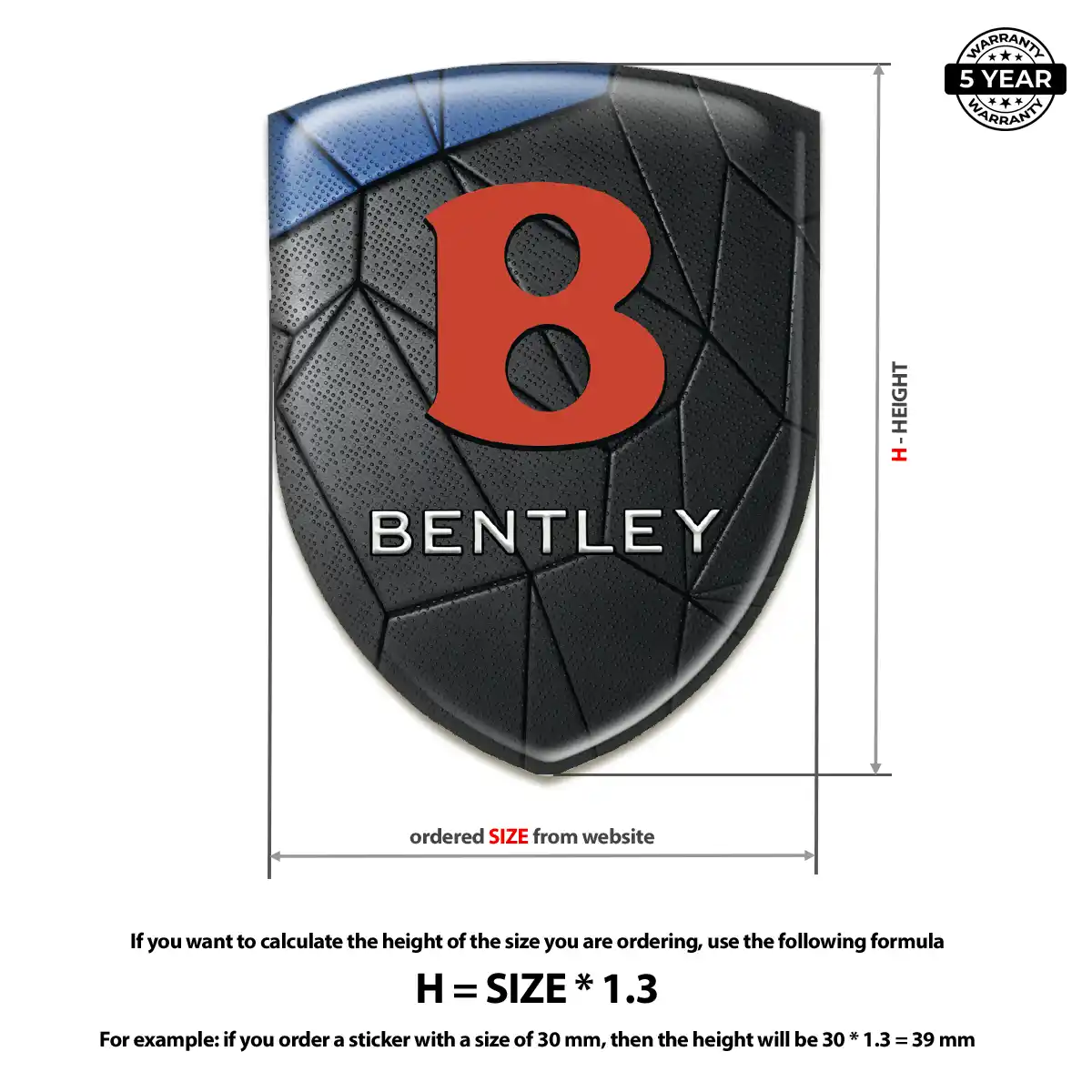 Bentley Domed Logo Decal Resin Luxe