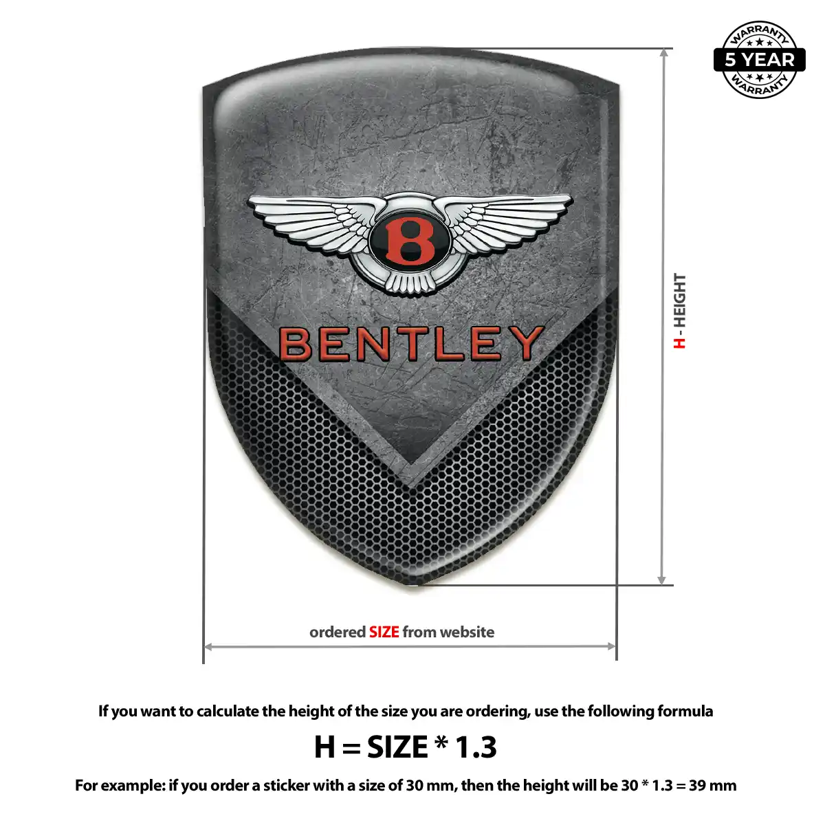 Bentley Domed Logo Sticker Outer Style