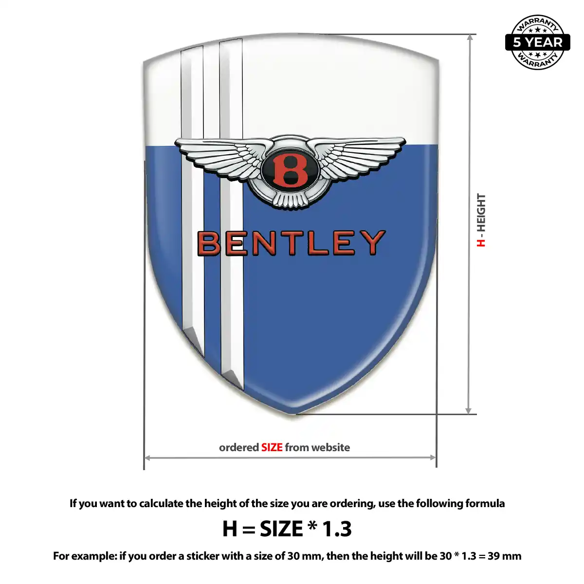 Bentley Domed Logo Sticker Prestige Line