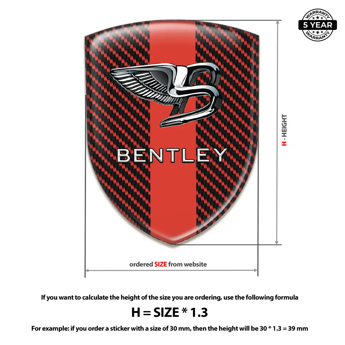 Bentley Emblem Badge Premium Dome