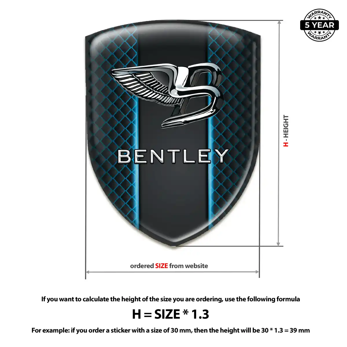 Bentley Emblem Domed Badge Premium Dome