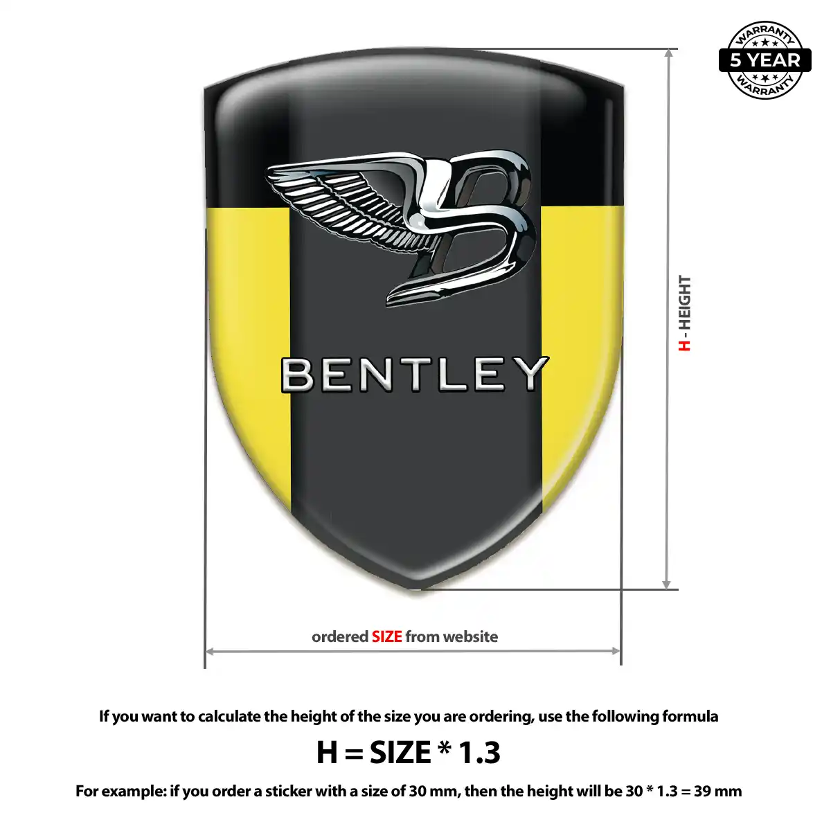 Bentley Emblem Domed Badge Prime Quality