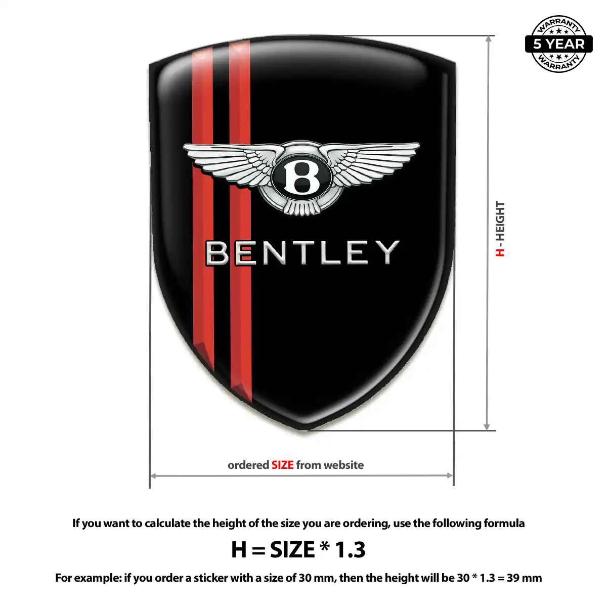 Bentley Emblem Domed Badge Superior Craft