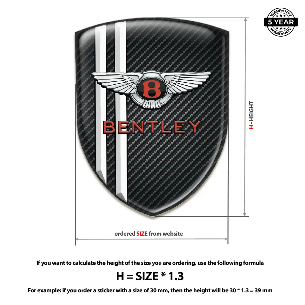 Bentley Emblem Logo Badge Premium Dome