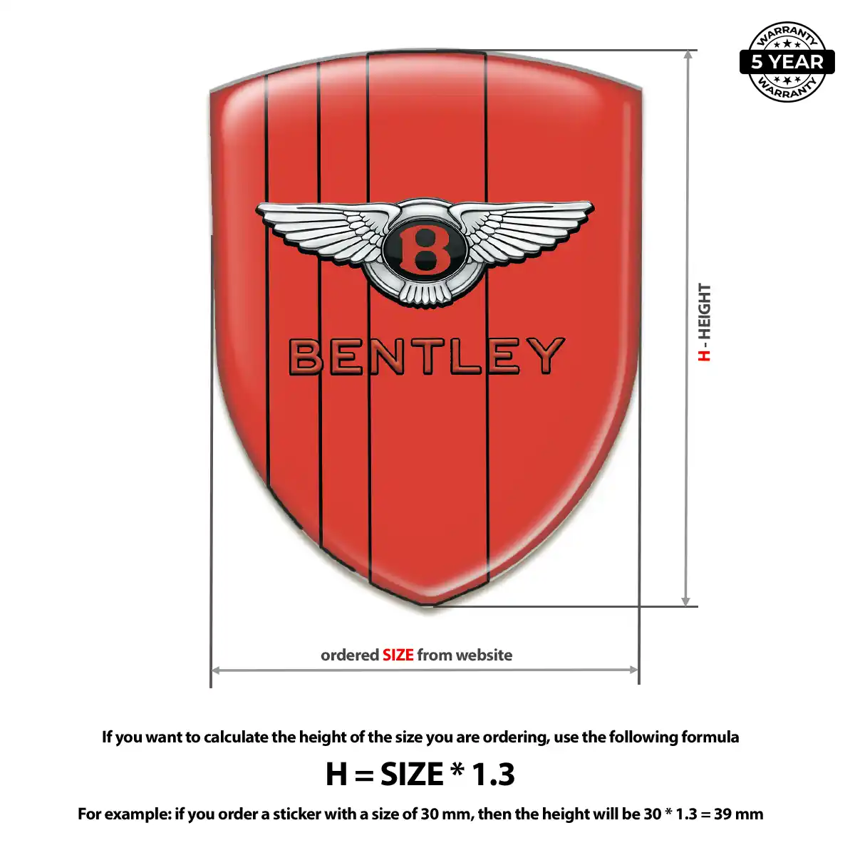 Bentley Emblem Shield Premium Dome