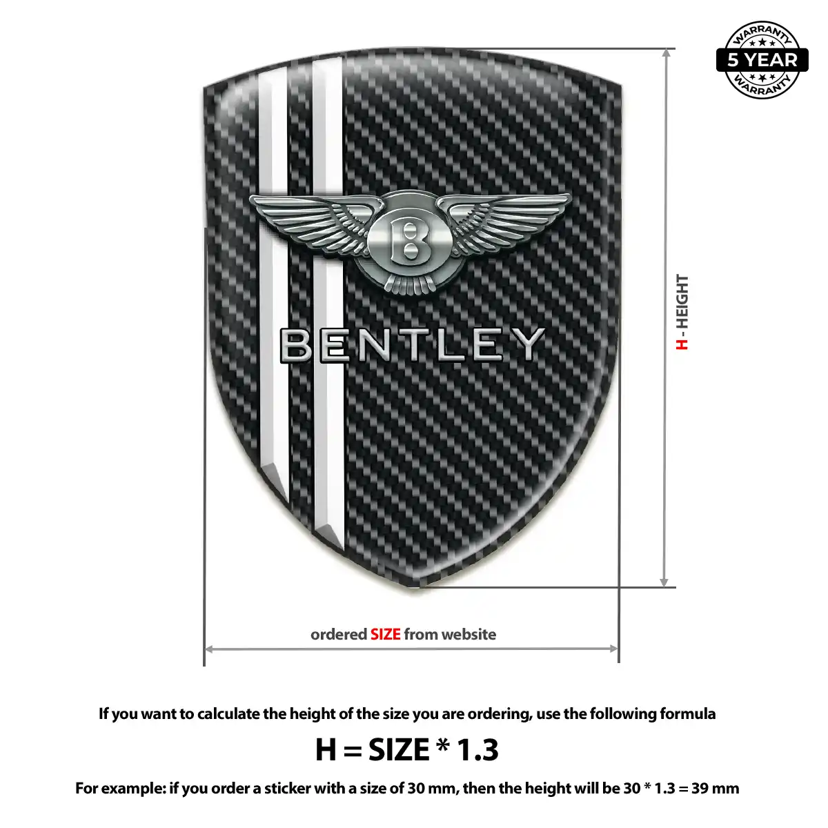 Bentley Epoxy Domed Sticker Auto Tuning