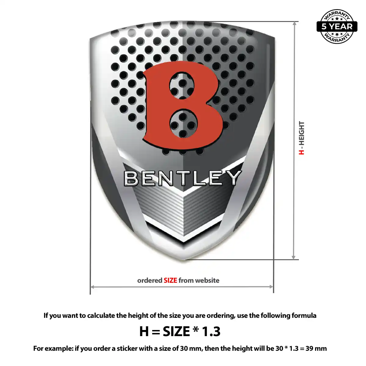 Bentley Epoxy Domed Sticker Cabin Style