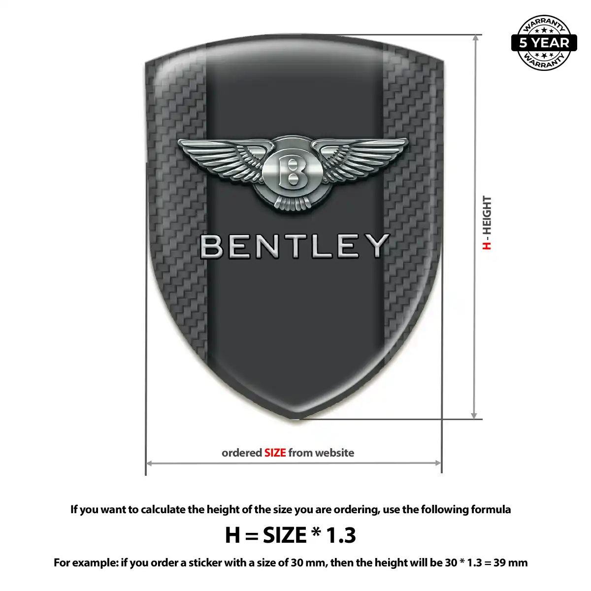 Bentley Epoxy Domed Sticker Interior Luxe