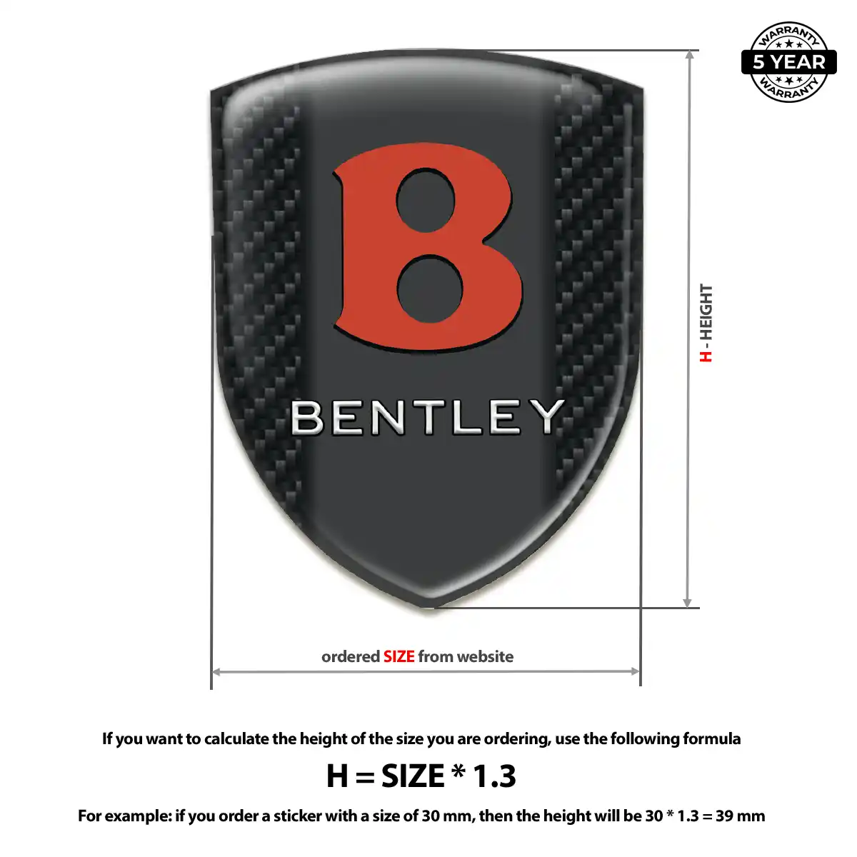 Bentley Epoxy Domed Sticker Opulent Line