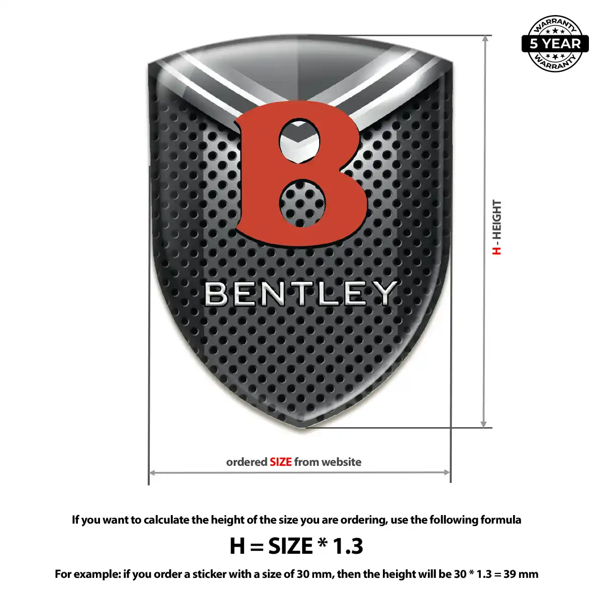 Bentley Epoxy Domed Sticker Outer Style