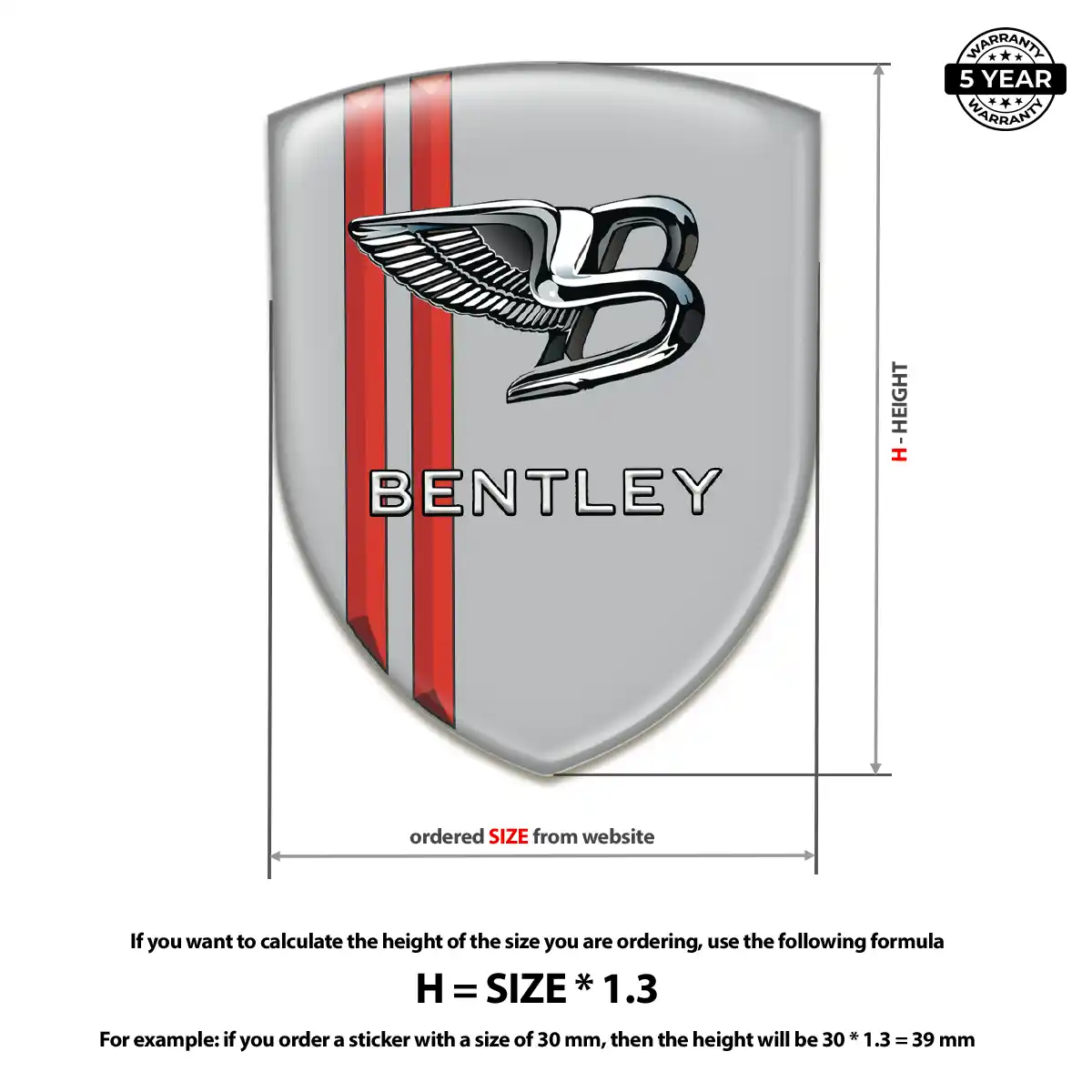 Bentley Epoxy Domed Sticker Prestige Line