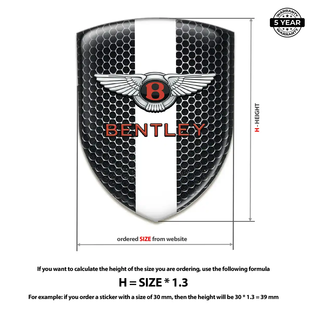 Bentley Epoxy Domed Sticker Prime Quality