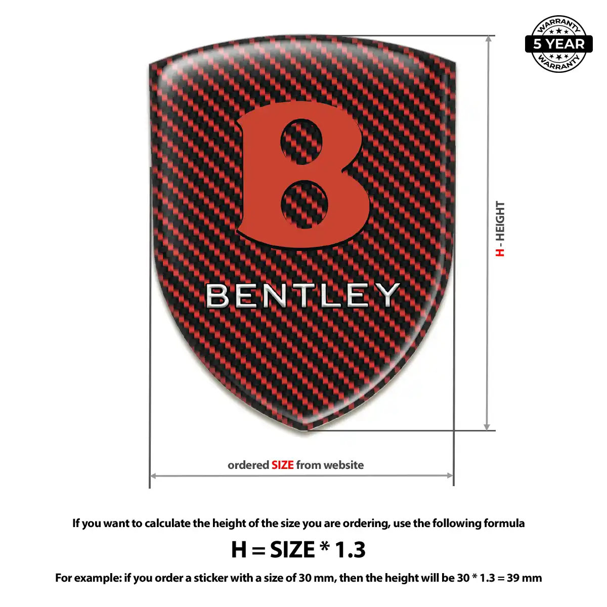 Bentley Epoxy Domed Sticker Refined Design
