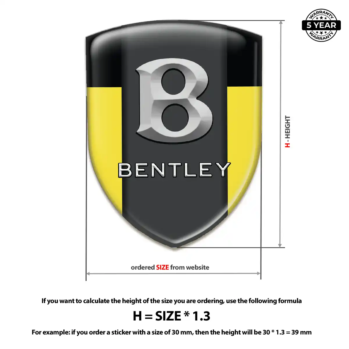 Bentley Epoxy Domed Sticker Sleek Style