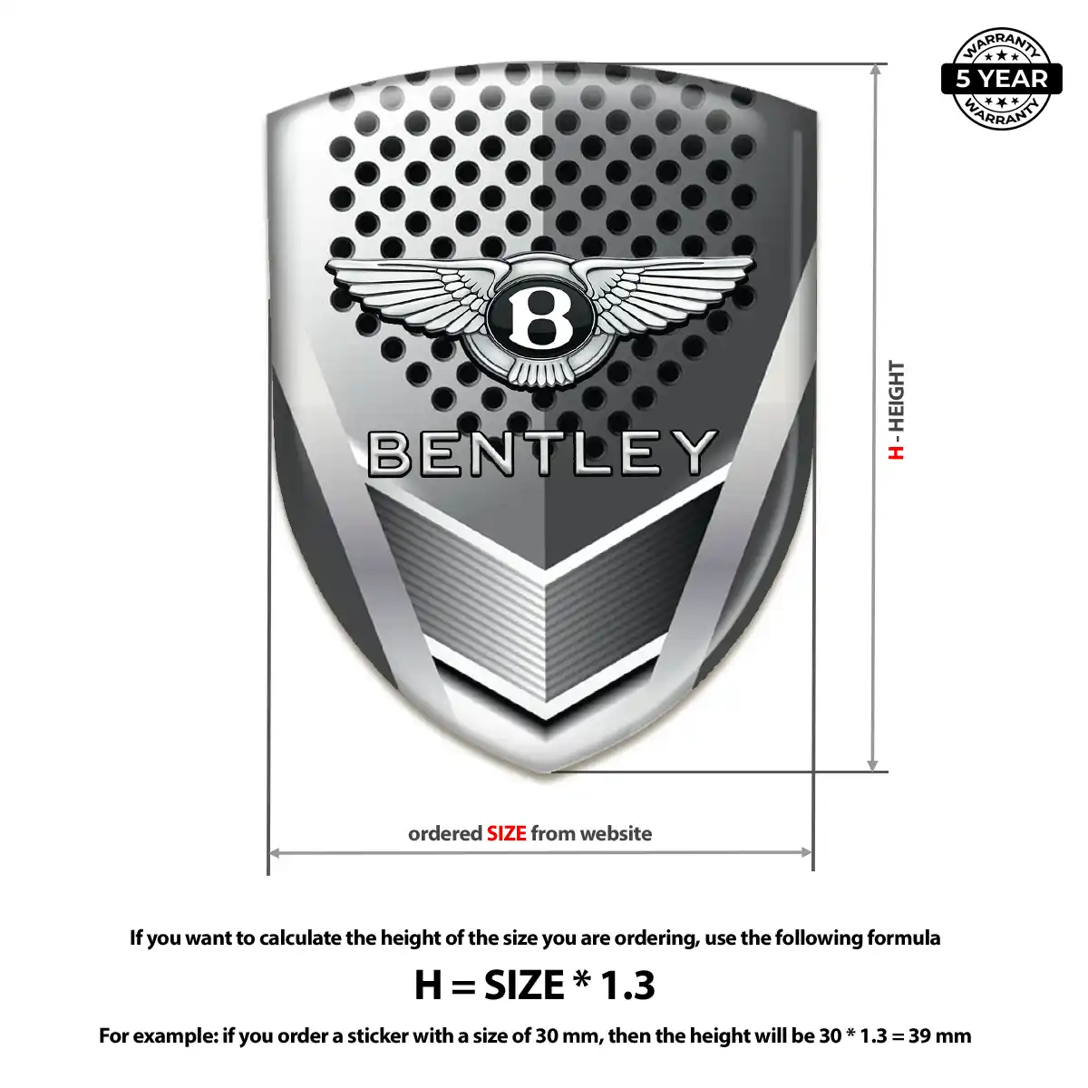 Bentley Epoxy Domed Sticker Sport Tuning