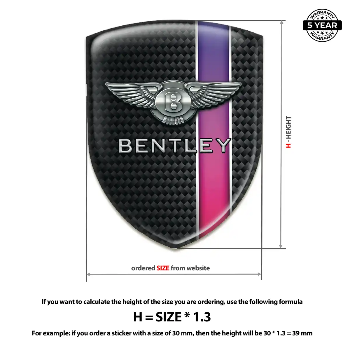 Bentley Gel Badge Sticker Premium Dome