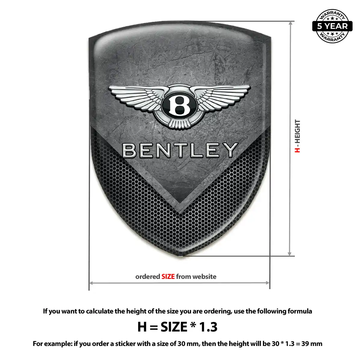 Bentley Gel Badge Sticker Prestige Line