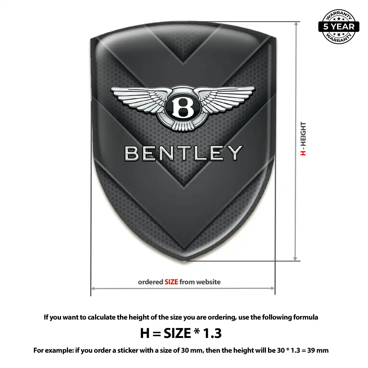Bentley Gel Emblem Sticker Premium Dome